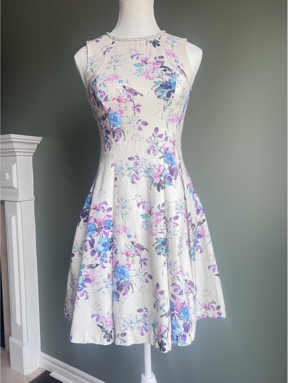 Oasis Floral Sleeveless Dress Women Size XS (4) 100% Cotton